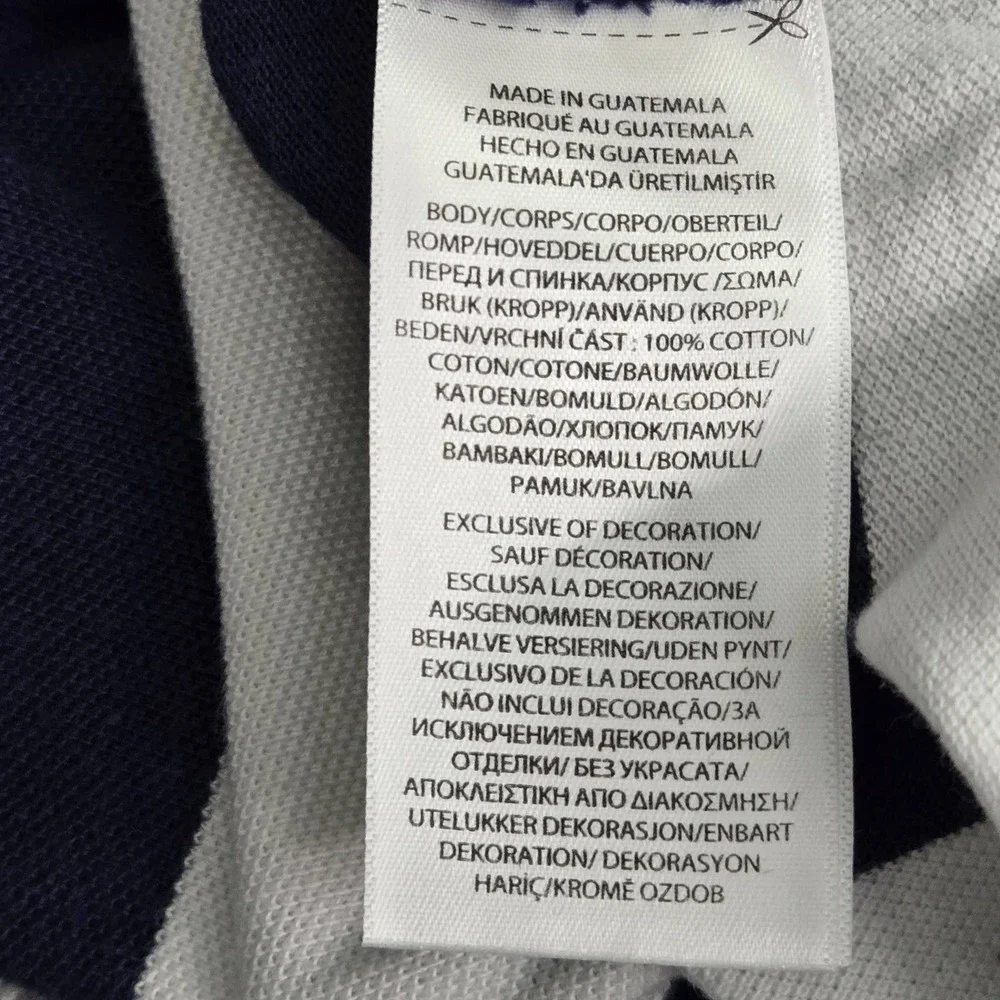 Polo Ralph Lauren Boy Polo L (14-16) Navy Embroidered Rugby Striped Polo‎ Logo